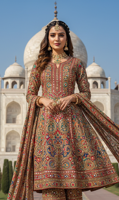 kurthi wear a girl in front of thajmahal