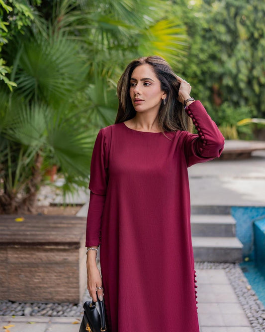 Red Straight Fit Crepe Dress